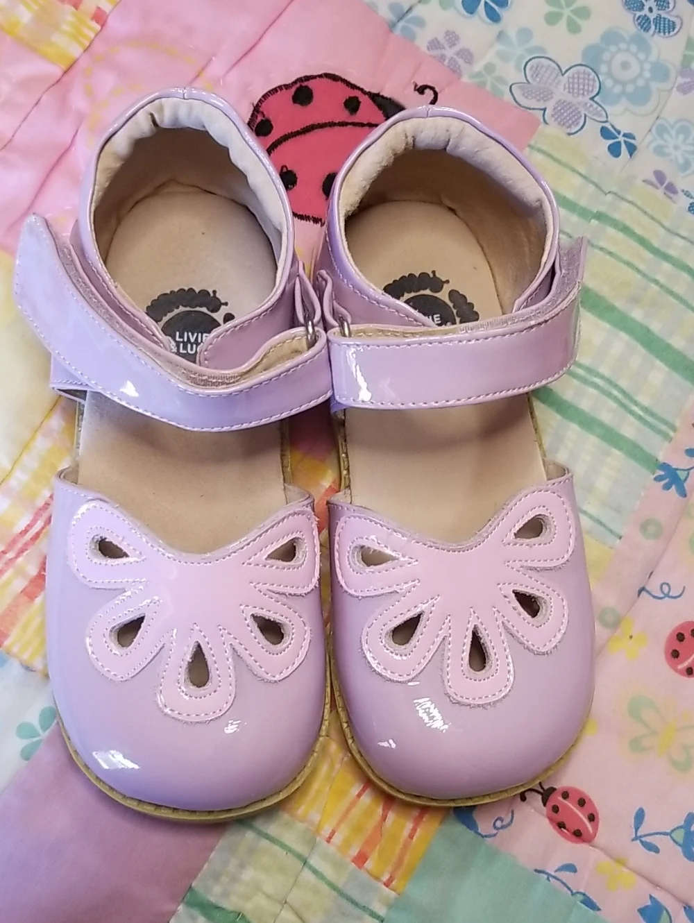 Livie & Luca Lavender & Pink Patent Leather Mary Janes Size 13 Petals